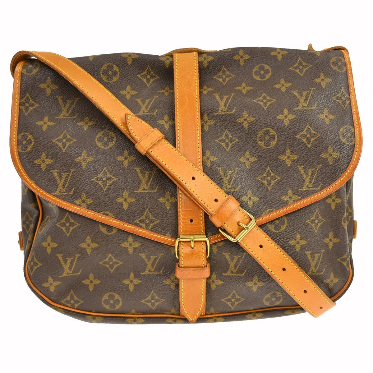 Louis Vuitton Saumur Handbag Monogram Canvas Brown Canvas Shoulder Bag Bag (Pre-Owned)