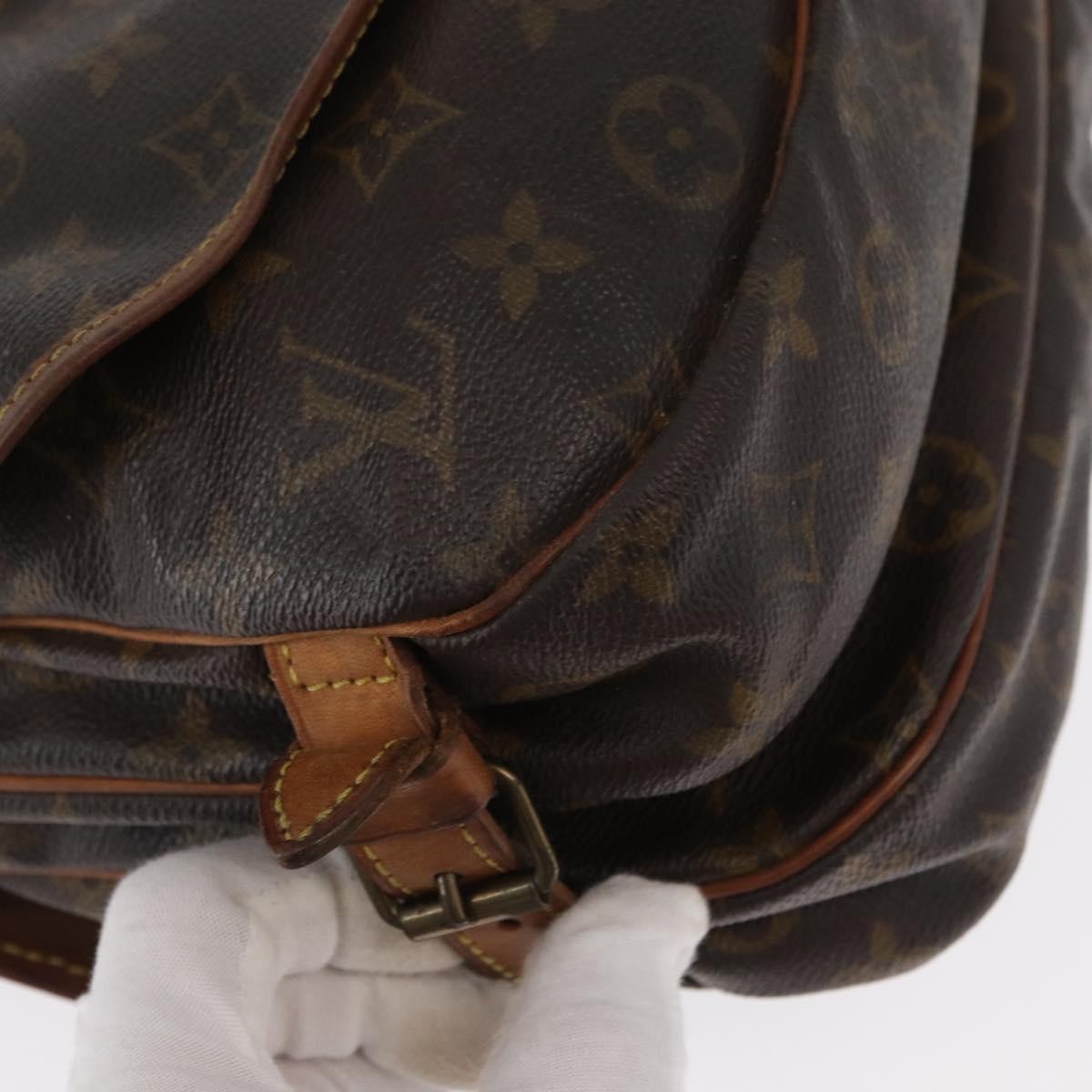 Louis Vuitton Saumur Handbag Monogram Canvas Brown Canvas Shoulder Bag Bag (Pre-Owned)