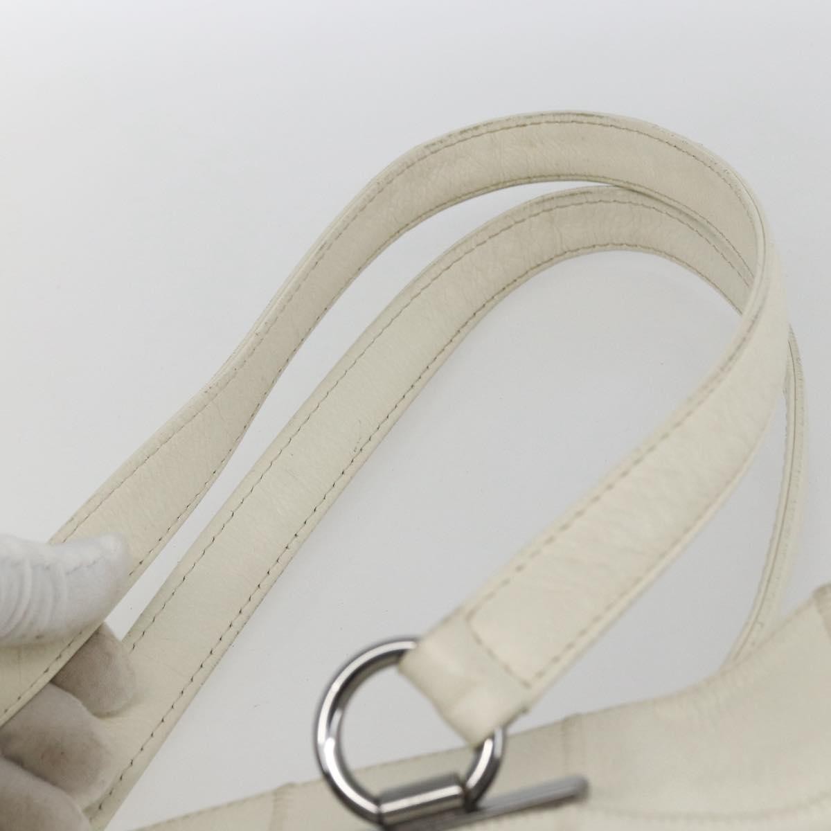Chanel Square Stitch Tote Quilted Leather White Leather Tote Bag Bag (Pre-Owned)