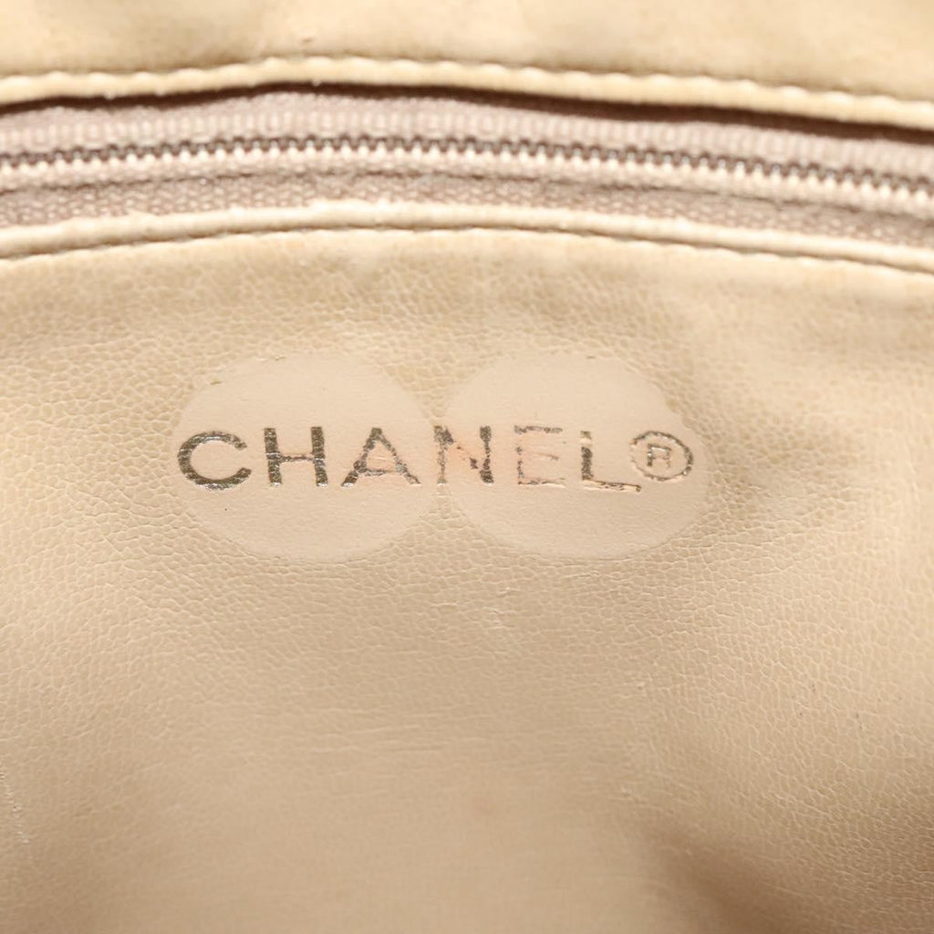 Chanel Vintage Shoulder Bag Leather Beige Leather Shoulder Bag Bag (Pre-Owned)