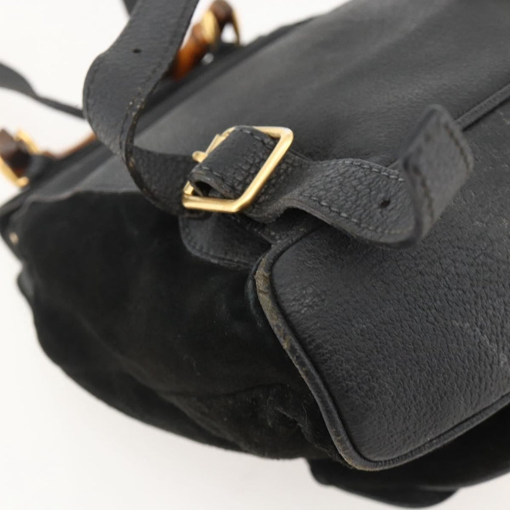 Gucci Gucci Bamboo Backpack Daim Black Denim_Jeans Backpack Bag (Pre-Owned)