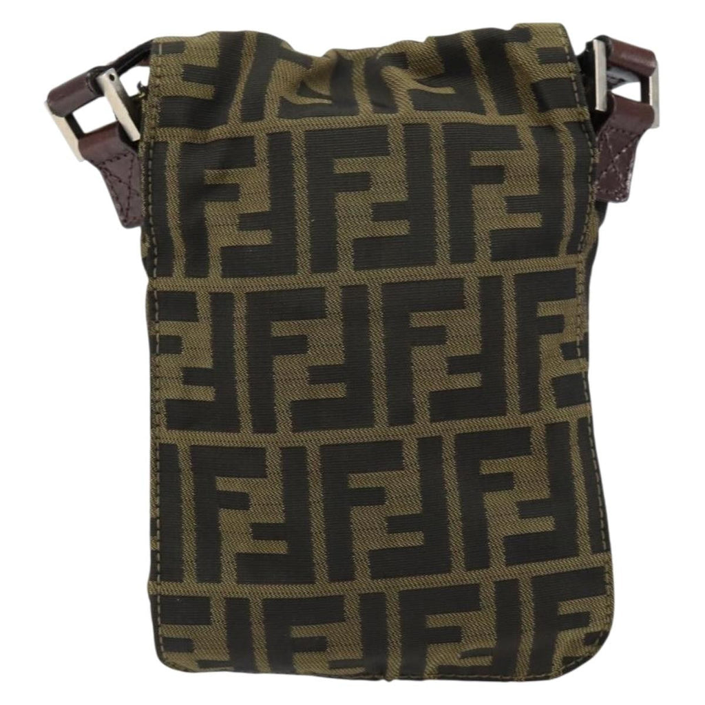 Fendi Flat Messenger Bag Zucca Canvas Brown Canvas Shoulder Bag Bag (Pre-Owned)