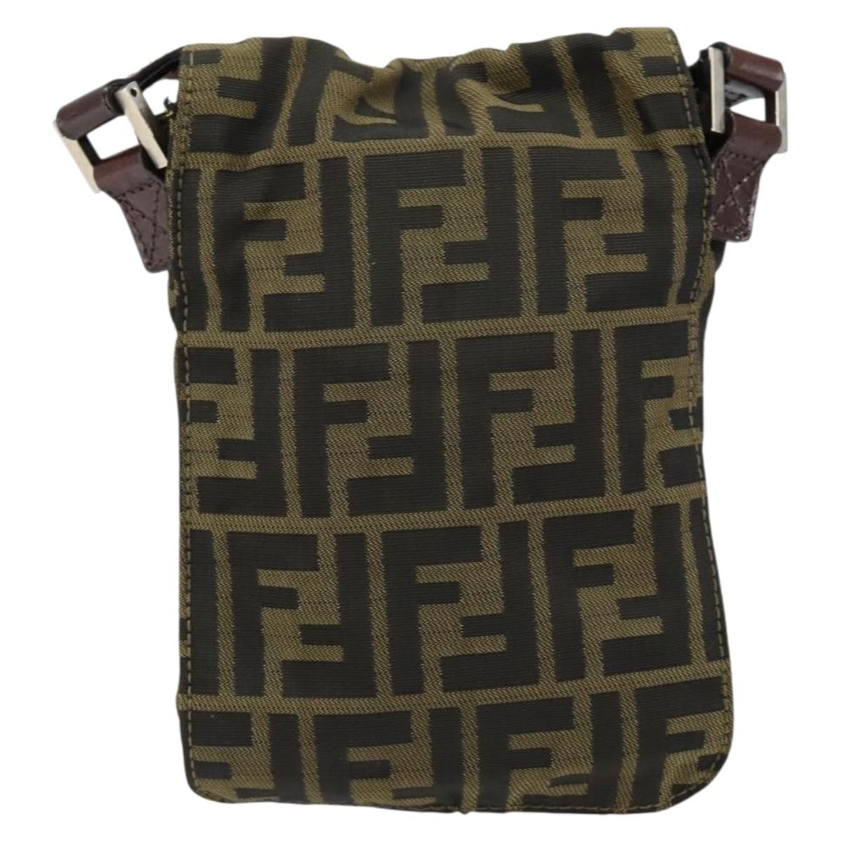 Fendi Flat Messenger Bag Zucca Canvas Brown Canvas Shoulder Bag Bag (Pre-Owned)