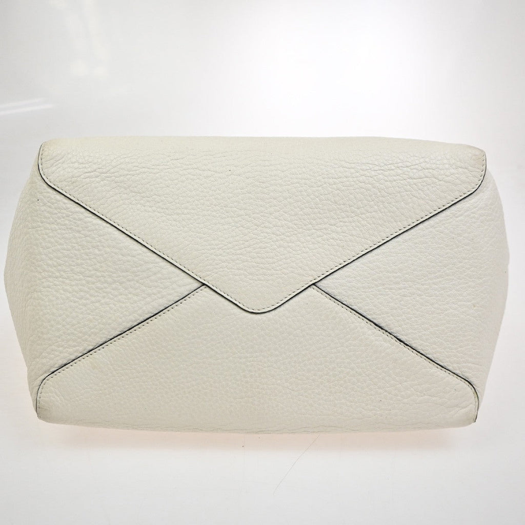 Prada Vintage Tote Leather White Leather Tote Bag Bag (Pre-Owned)