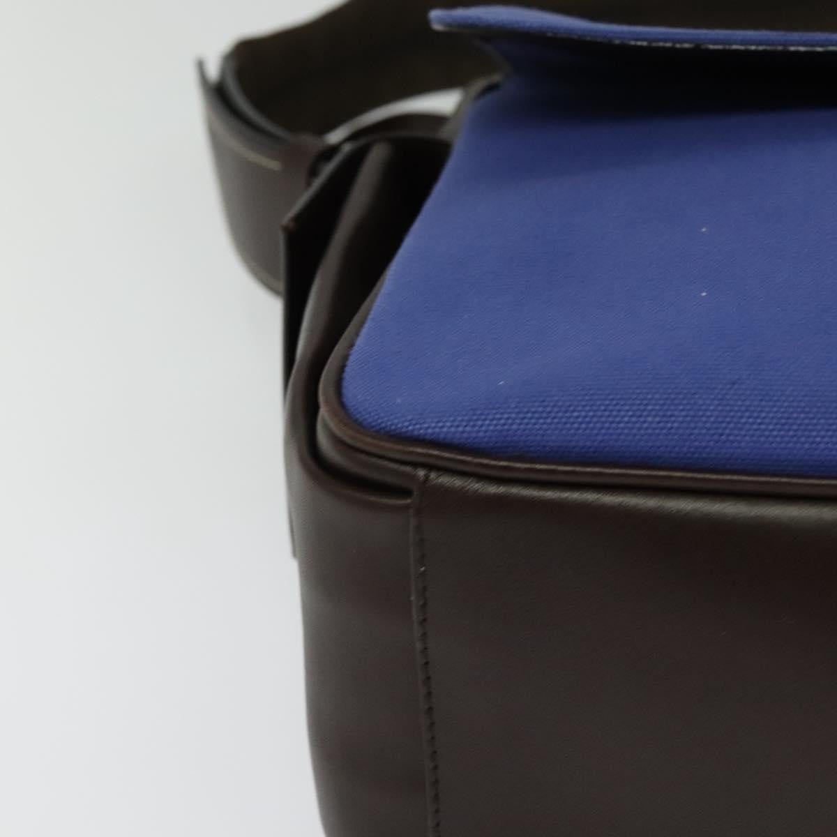 Prada Impunturato Buckle Flap Messenger Bag Canvas Blue Canvas Shoulder Bag Bag (Pre-Owned)
