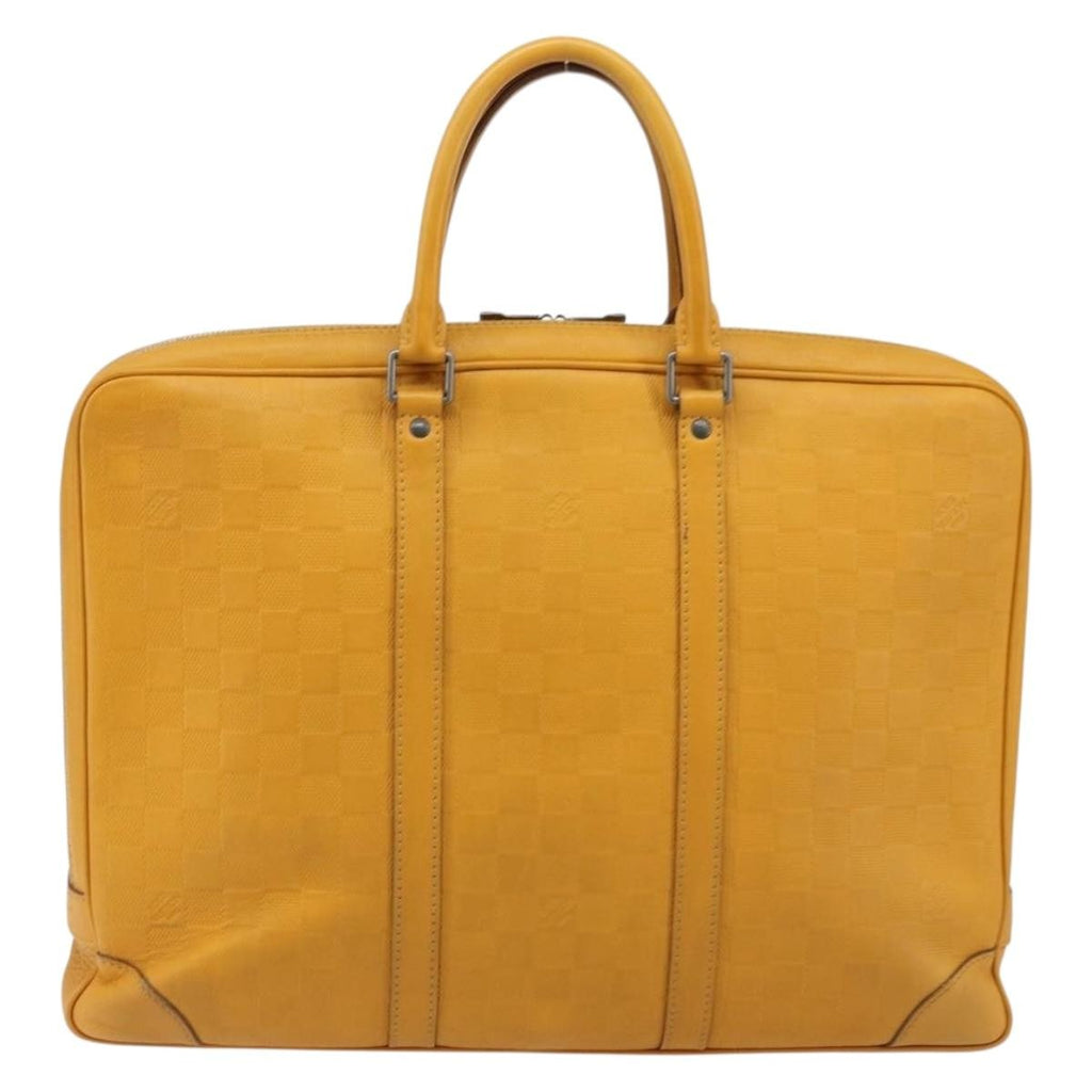 Louis Vuitton Porte-Documents Voyage Briefcase Damier Infini Leather Yellow Leather Briefcase Bag (Pre-Owned)