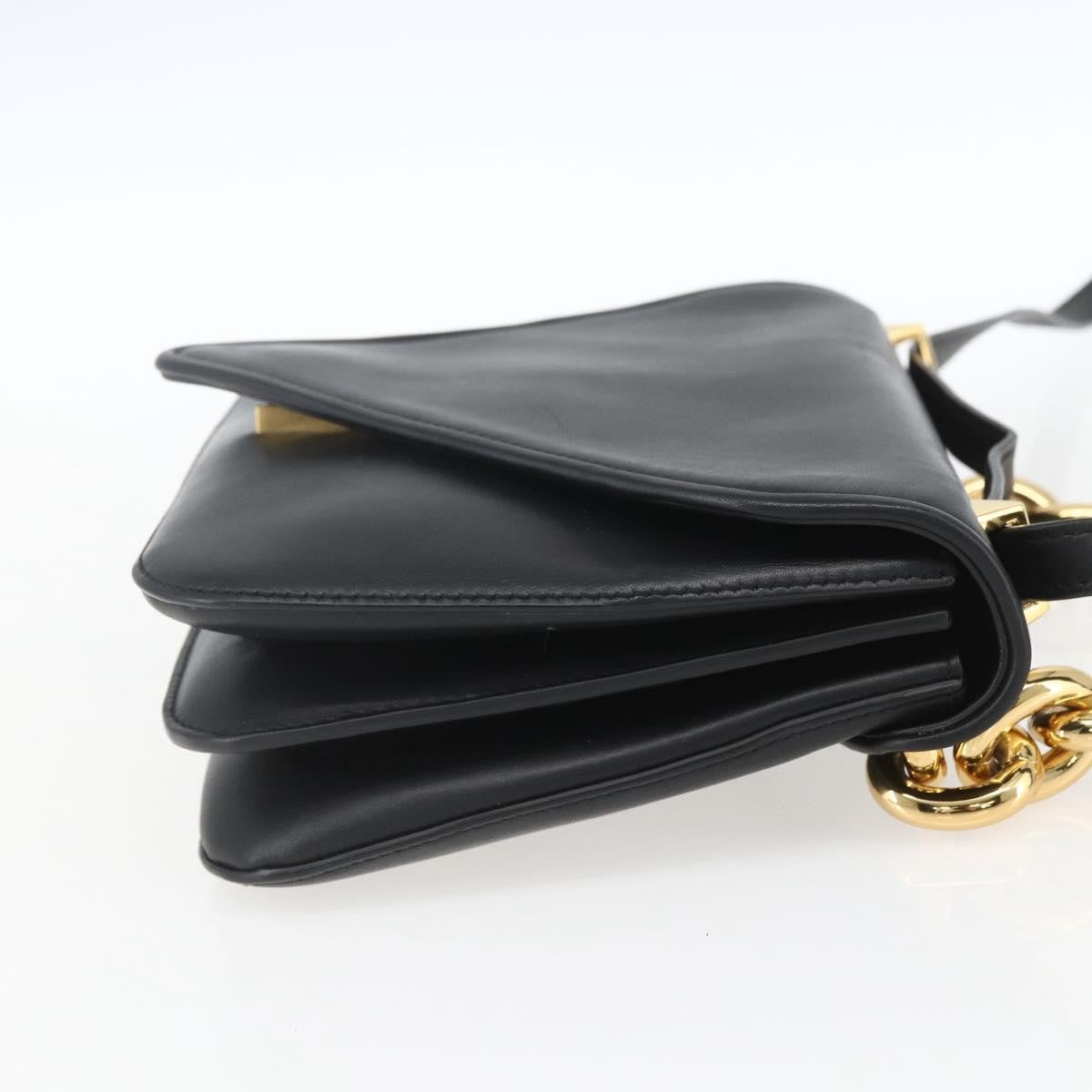 Bottega Veneta Mount Shoulder Bag Leather Black Leather Shoulder Bag Bag (Pre-Owned)