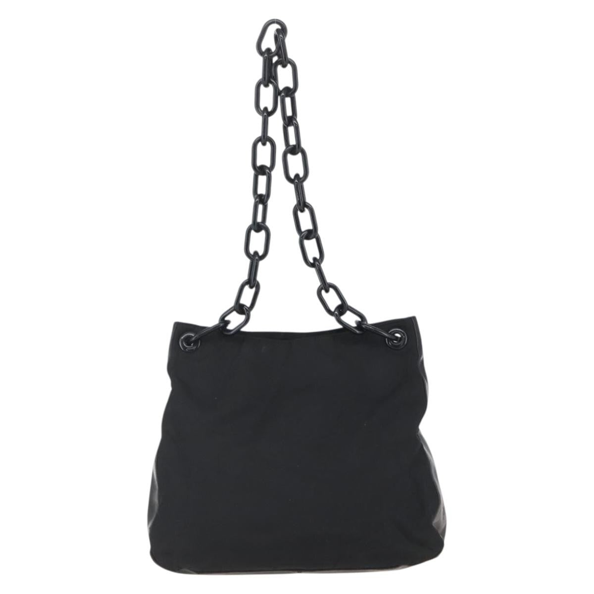 Prada Chain Shoulder Bag Tessuto Black Nylon Shoulder Bag Bag (Pre-Owned)