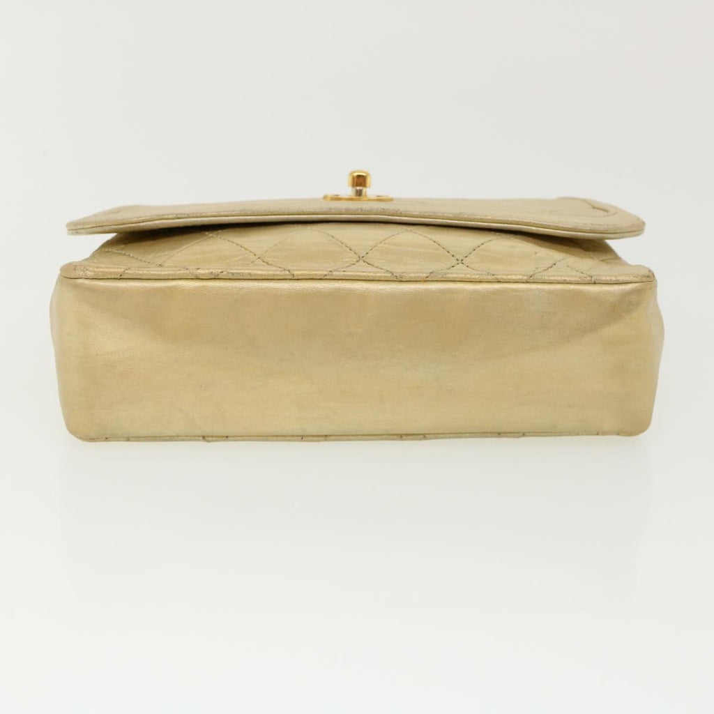 Chanel Vintage Cc Chain Flap Bag Quilted Lambskin Gold Leather Shoulder Bag Bag (Pre-Owned)