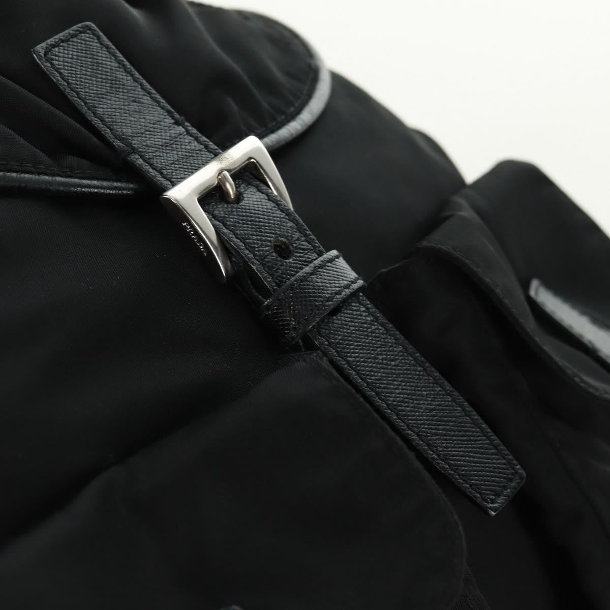 Prada Double Pocket Drawstring Shoulder Bag Tessuto Black Nylon Shoulder Bag Bag (Pre-Owned)