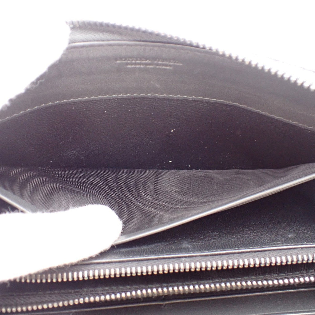 Bottega Veneta Intrecciato Long Zip  Wallet Leather Black Leather Wallets Accessory (Pre-Owned)