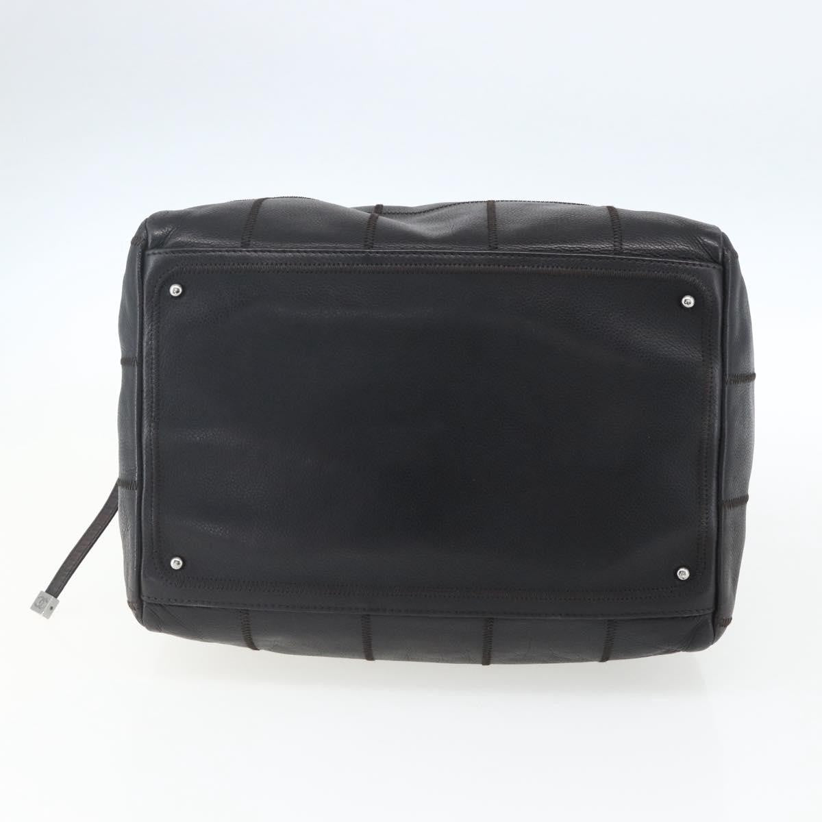 Chanel Chocolate Bar Cc Bowler Bag Caviar Skin Black Leather Handbag (Pre-Owned)