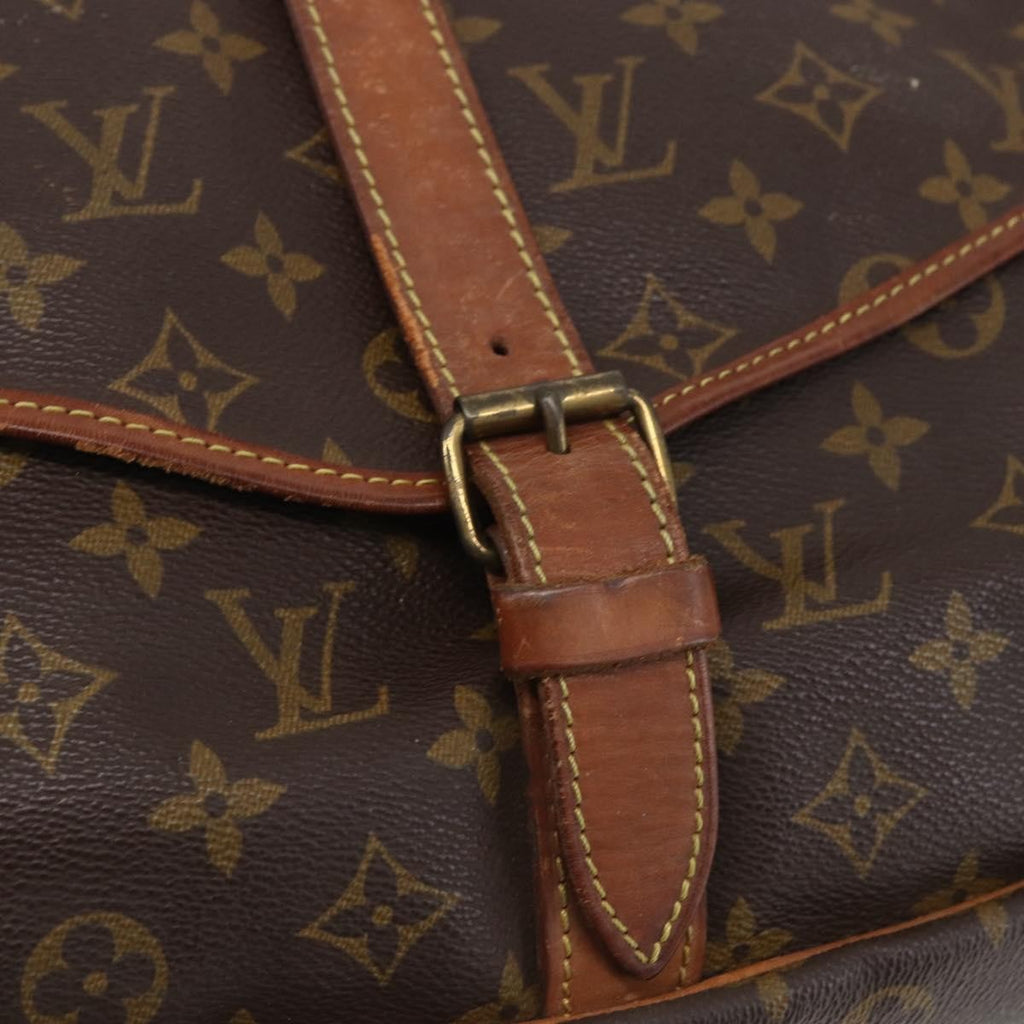 Louis Vuitton Saumur Handbag Monogram Canvas Brown Canvas Shoulder Bag Bag (Pre-Owned)
