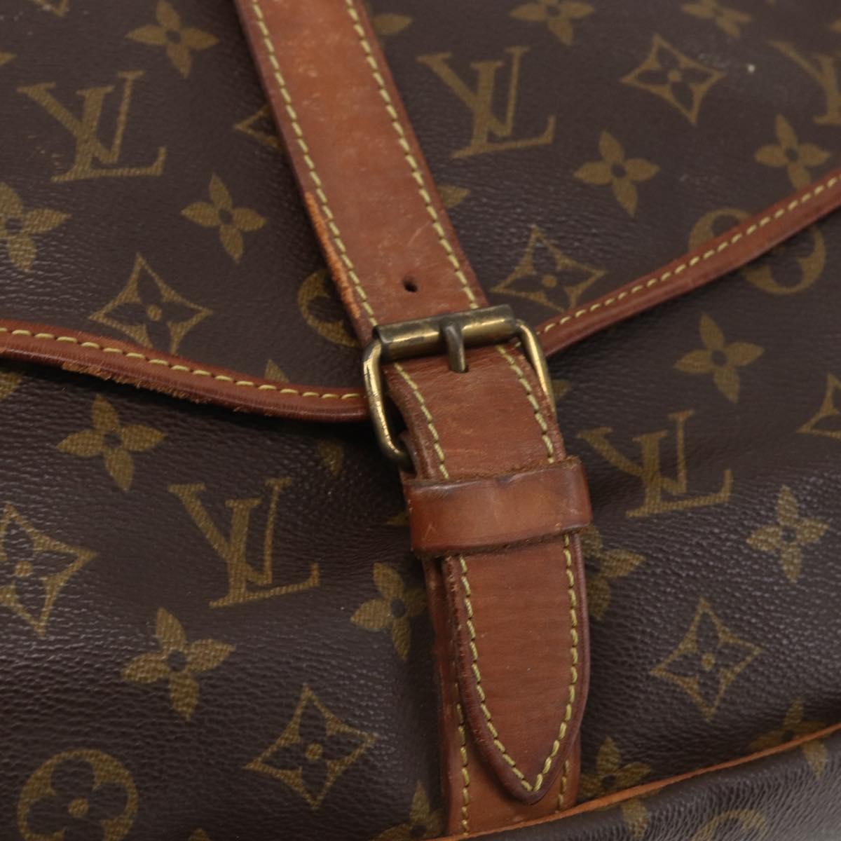 Louis Vuitton Saumur Handbag Monogram Canvas Brown Canvas Shoulder Bag Bag (Pre-Owned)