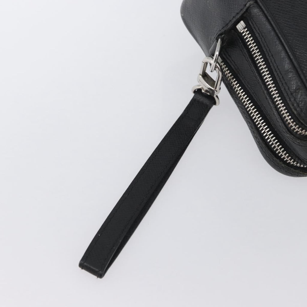 Louis Vuitton Pavel Handbag Taiga Leather Black Leather Clutche & Pouche Bag (Pre-Owned)