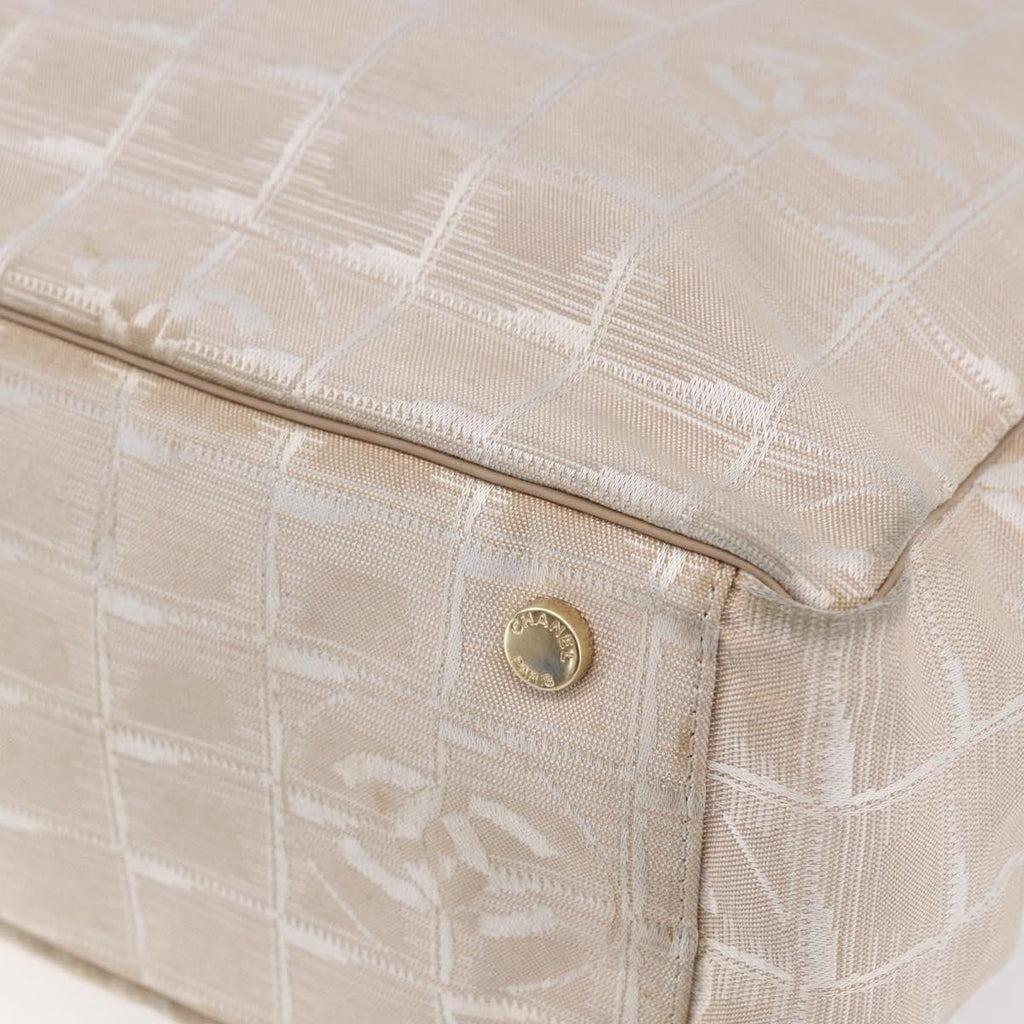 Chanel Travel Line Tote Nylon Beige Nylon Tote Bag Bag (Pre-Owned)