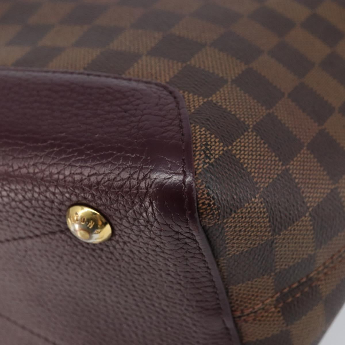 Louis Vuitton Hyde Park Handbag Damier With Leather Brown Canvas Handbag (Pre-Owned)