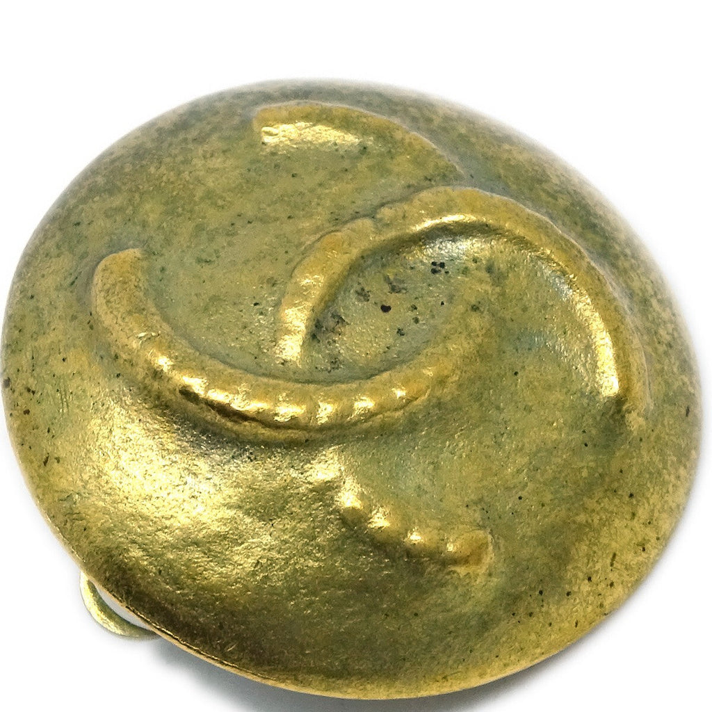 Chanel Vintage Cc Round Clip-On Earrings Metal Gold Gold_Plated Earrings Jewelry (Pre-Owned)