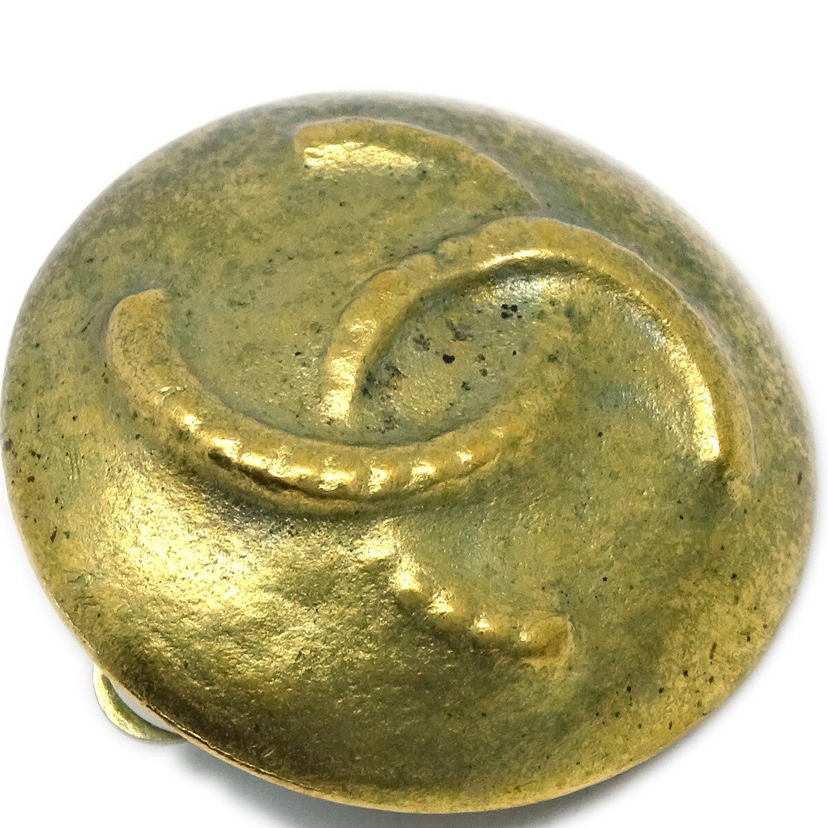 Chanel Vintage Cc Round Clip-On Earrings Metal Gold Gold_Plated Earrings Jewelry (Pre-Owned)