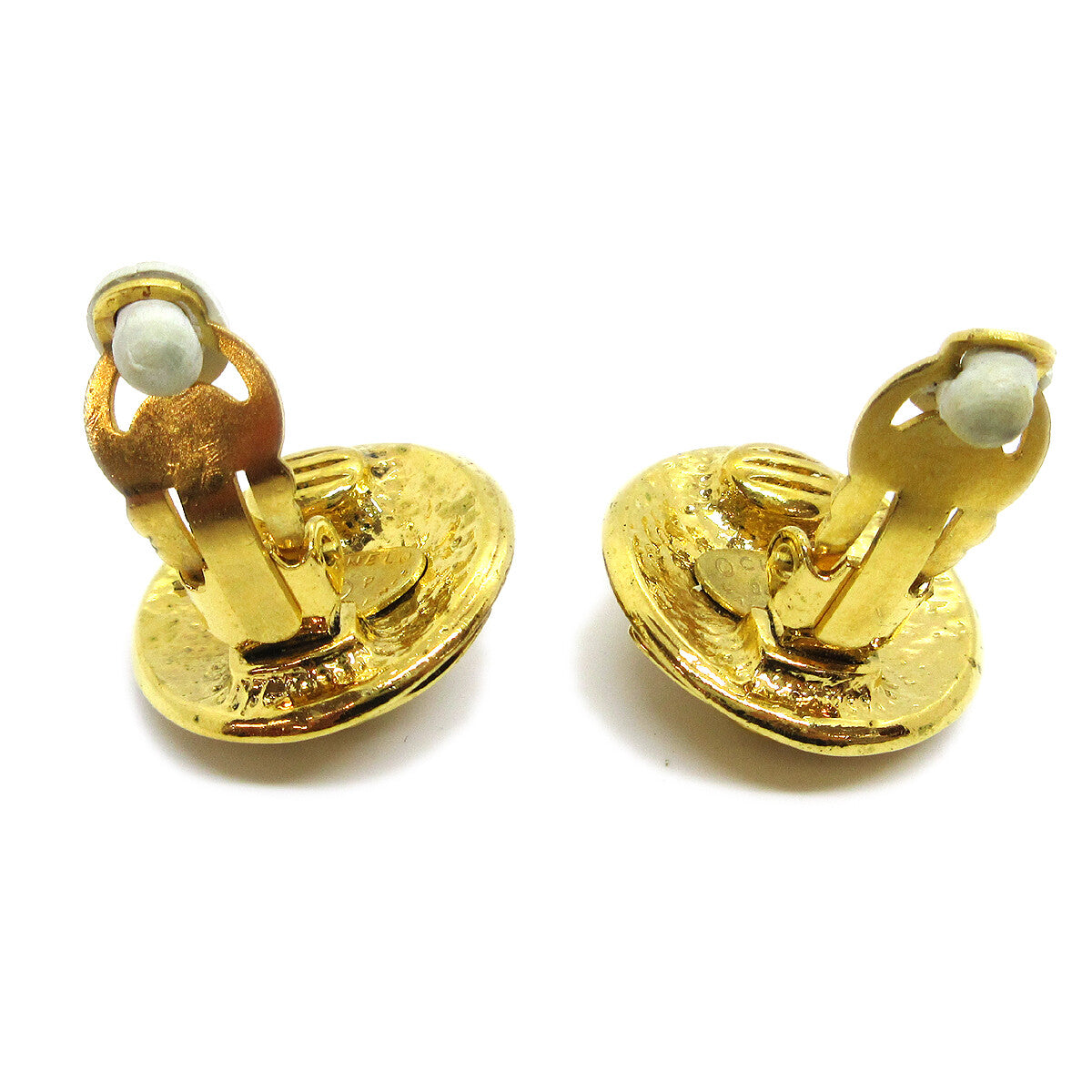 Chanel Vintage Cc Round Clip-On Earrings Metal Gold Gold_Plated Earrings Jewelry (Pre-Owned)