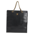 Chanel Vintage Cc Lock Pocket Chain Tote Caviar Black Leather Tote Bag Bag (Pre-Owned)