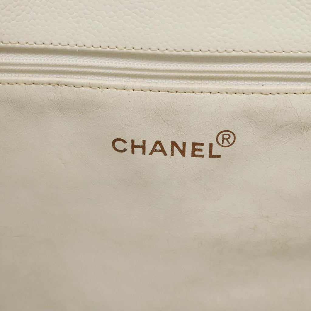 Chanel Vintage Grand Shopping Tote Quilted Caviar White Leather Bag (Pre-Owned)