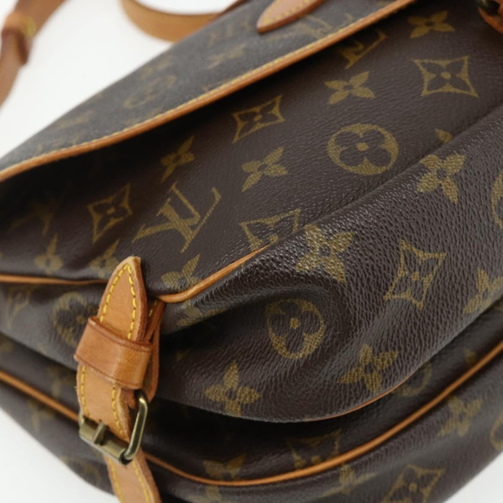 Louis Vuitton Saumur Handbag Monogram Canvas Brown Canvas Shoulder Bag Bag (Pre-Owned)