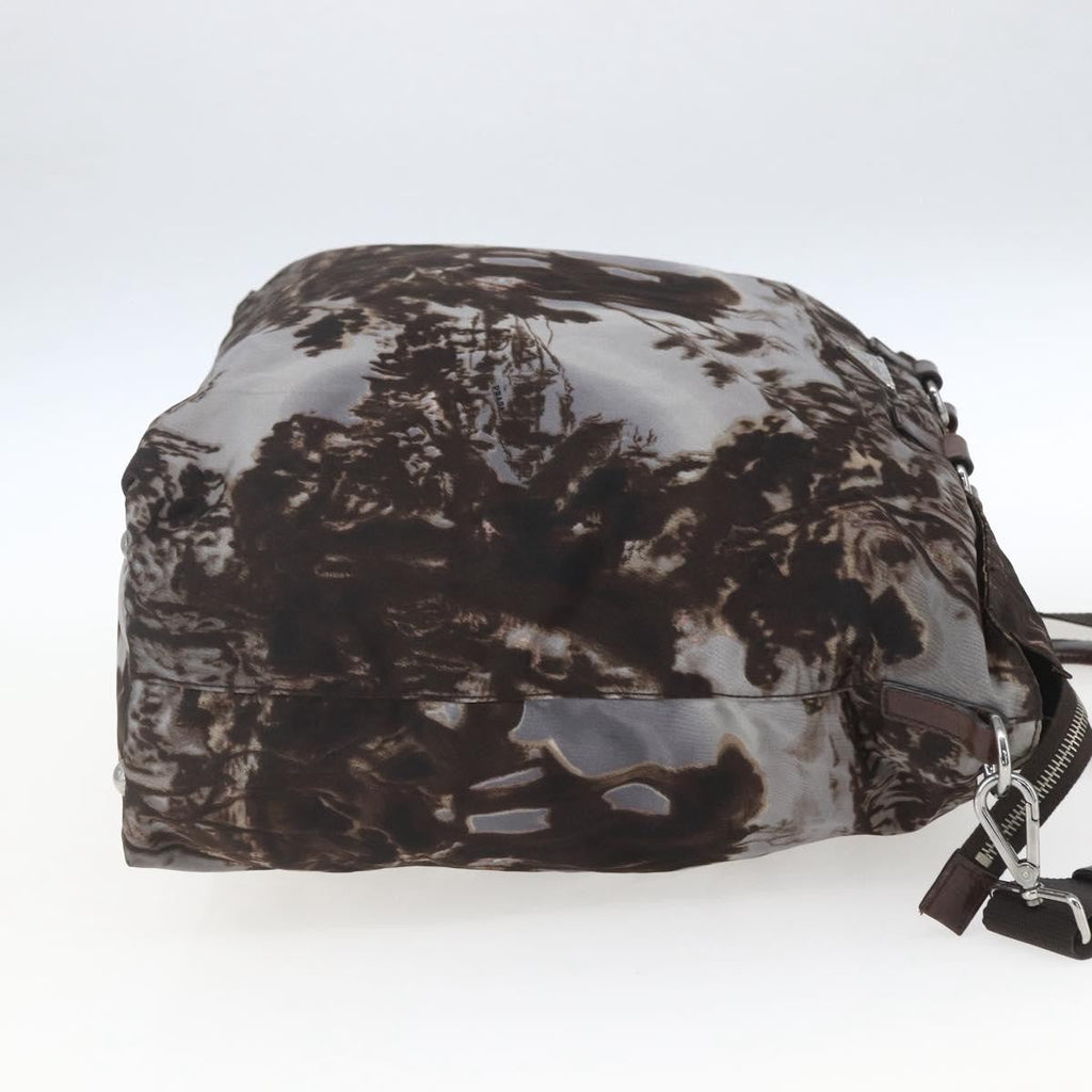 Prada Convertible Tote Printed Tessuto Brown Nylon Tote Bag Bag (Pre-Owned)