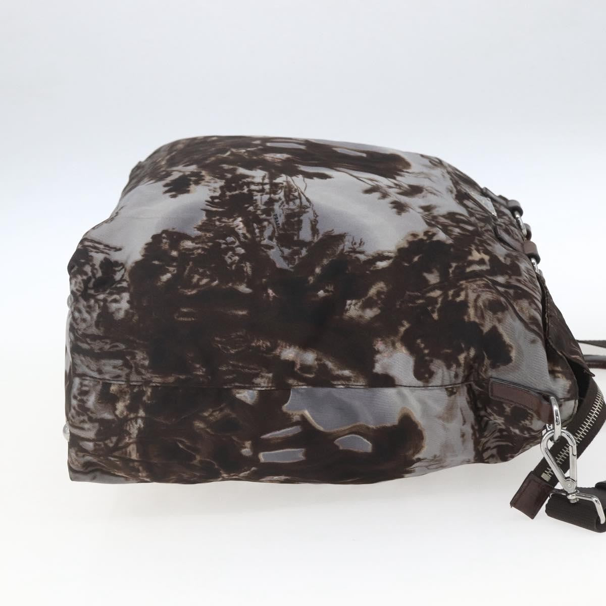 Prada Convertible Tote Printed Tessuto Brown Nylon Tote Bag Bag (Pre-Owned)