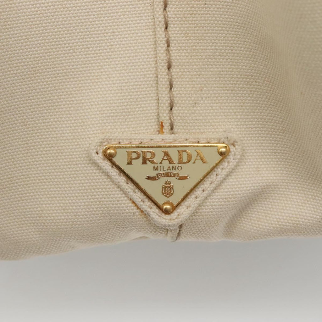 Prada Canapa Tote Canvas White Canvas Tote Bag Bag (Pre-Owned)