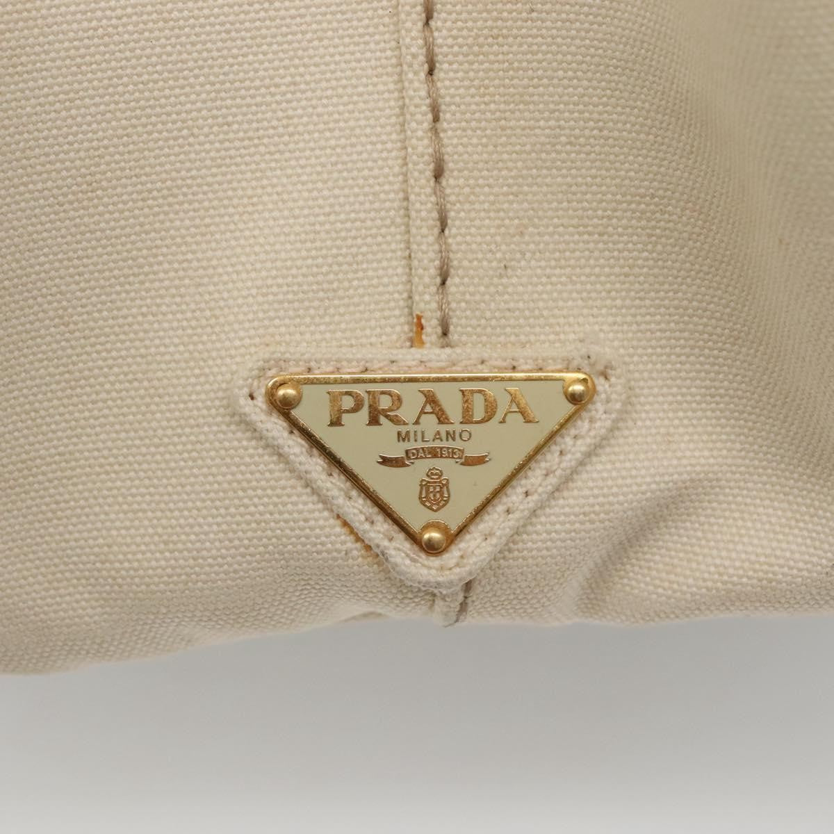 Prada Canapa Tote Canvas White Canvas Tote Bag Bag (Pre-Owned)
