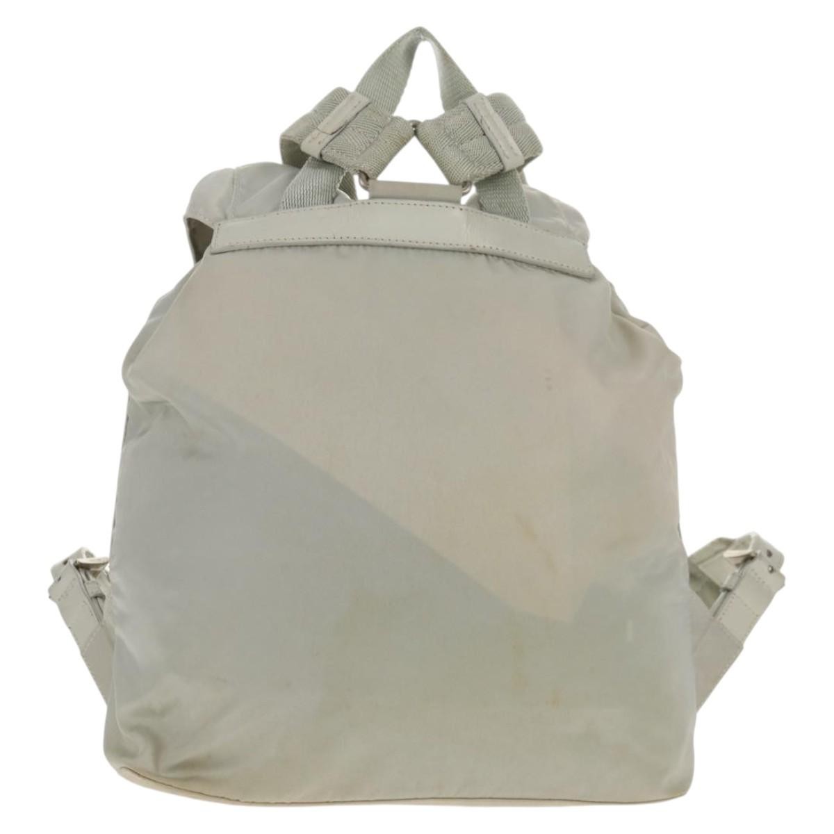Prada Double Pocket Backpack Chain Shoulder Bag Re-Nylon Gray Nylon Backpack Bag (Pre-Owned)