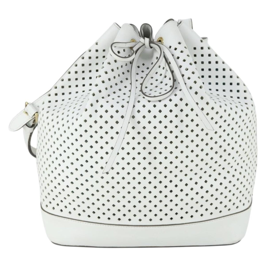 Louis Vuitton Flore Noe Handbag Perforated Leather White Leather Shoulder Bag Bag (Pre-Owned)