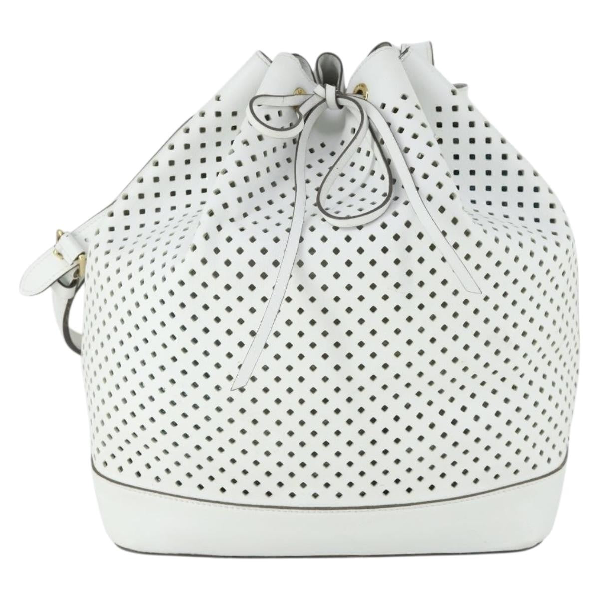 Louis Vuitton Flore Noe Handbag Perforated Leather White Leather Shoulder Bag Bag (Pre-Owned)