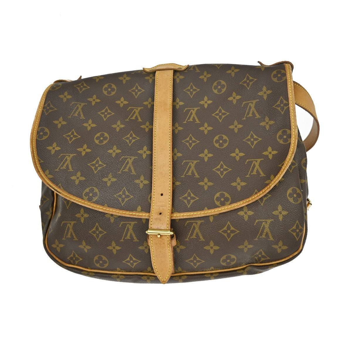 Louis Vuitton Saumur Handbag Monogram Canvas Brown Canvas Shoulder Bag Bag (Pre-Owned)