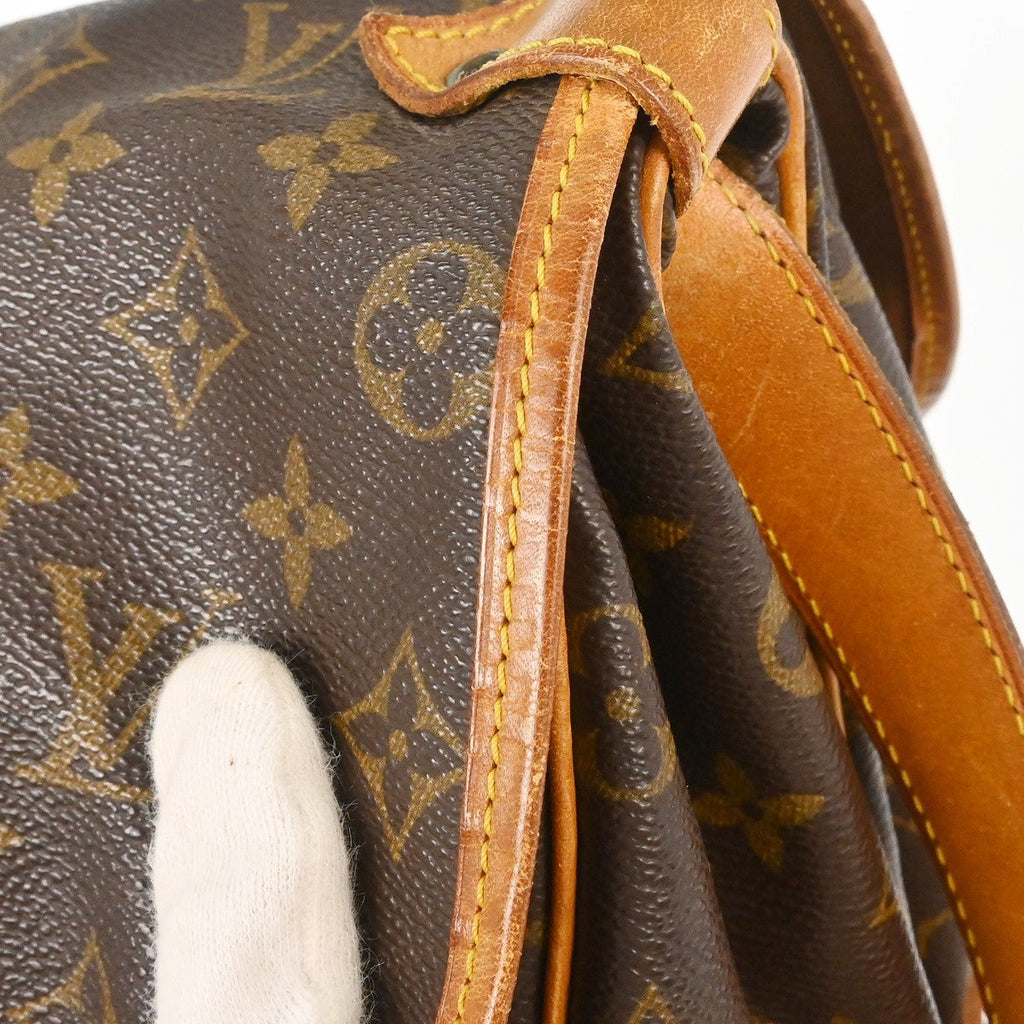 Louis Vuitton Saumur Handbag Monogram Canvas Brown Canvas Shoulder Bag Bag (Pre-Owned)