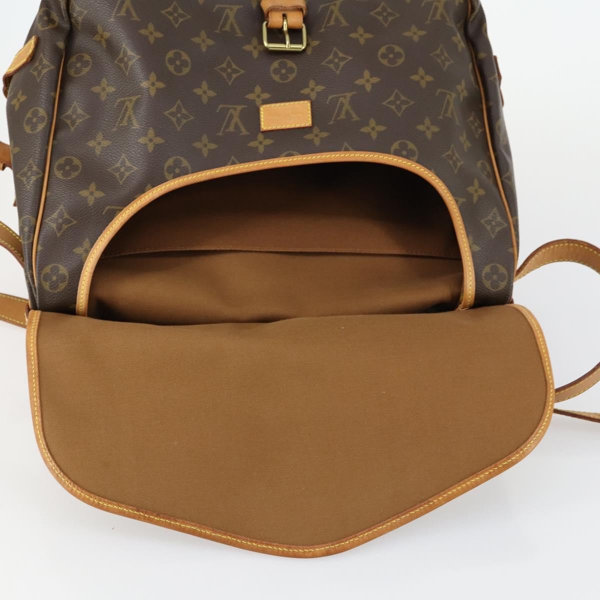 Louis Vuitton Saumur Handbag Monogram Canvas Brown Canvas Shoulder Bag Bag (Pre-Owned)