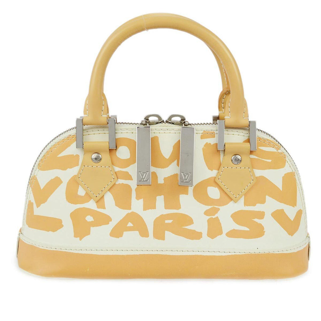 Louis Vuitton Alma Handbag Limited Edition Graffiti Leather Beige Leather Handbag (Pre-Owned)