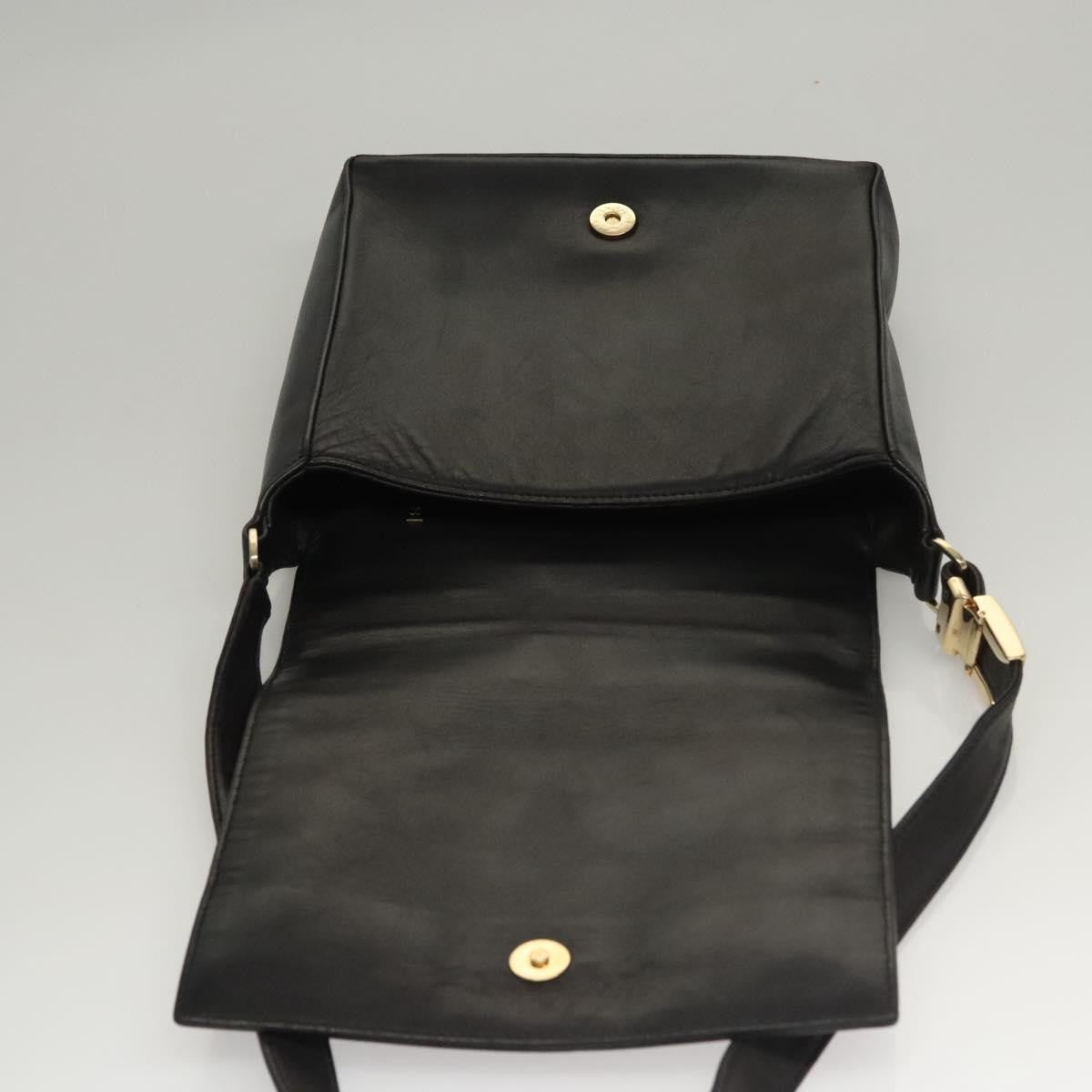 Chanel Chocolate Bar Cc Shoulder Bag Quilted Leather Black Leather Shoulder Bag Bag (Pre-Owned)