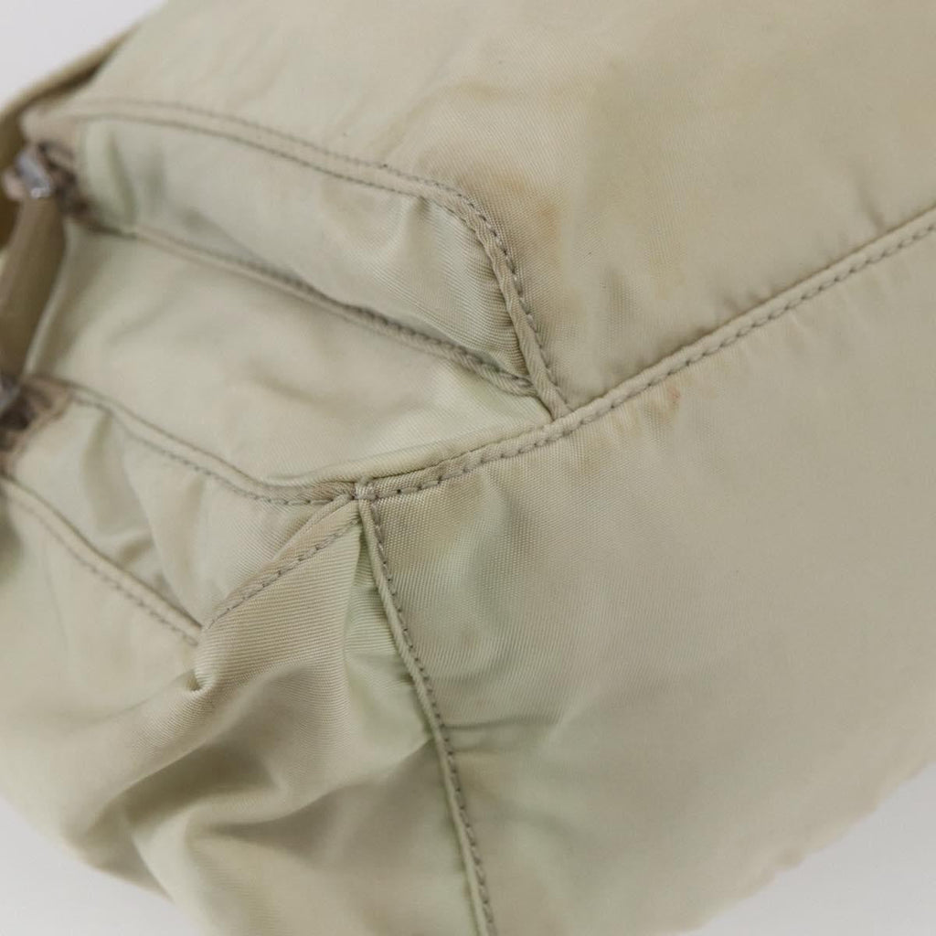 Prada Buckle Messenger Bag Tessuto Beige Nylon Shoulder Bag Bag (Pre-Owned)
