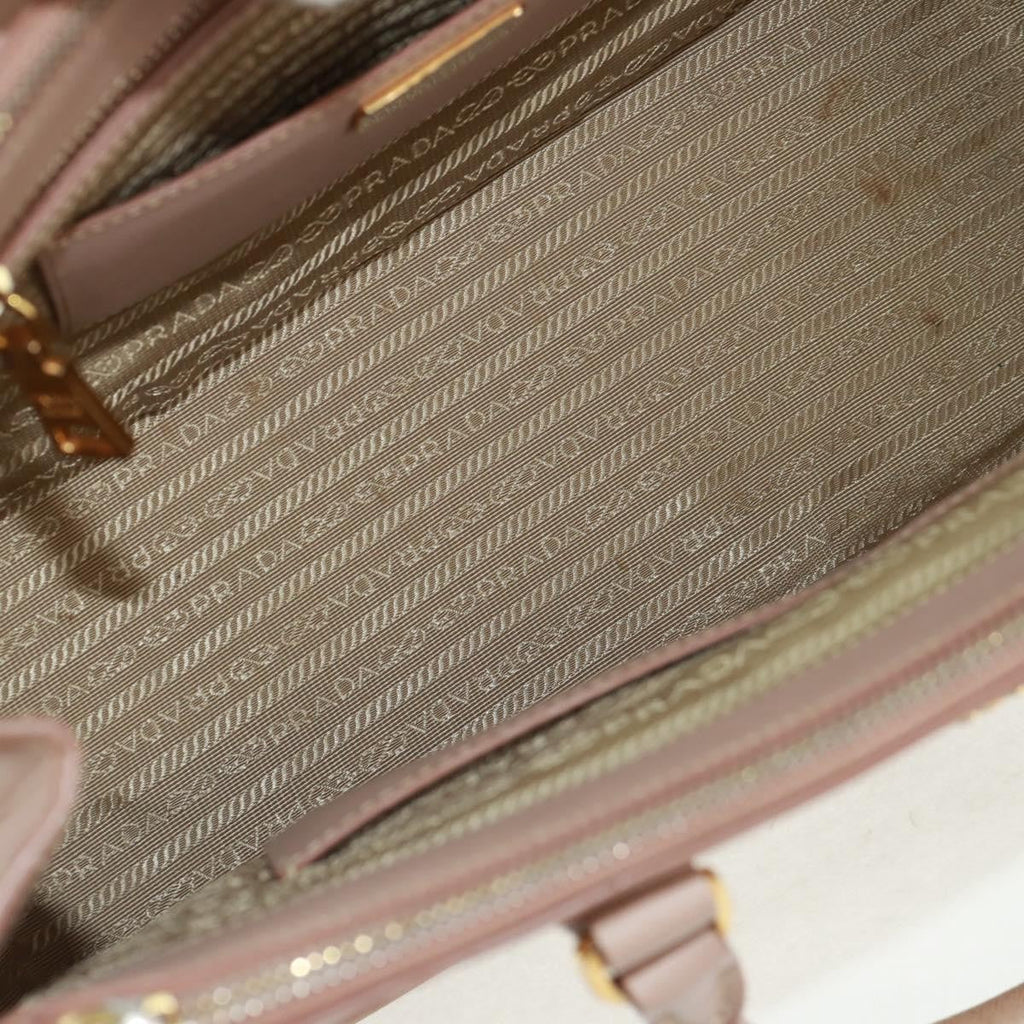 Prada Double Zip Lux Tote Saffiano Leather Pink Leather Tote Bag Bag (Pre-Owned)
