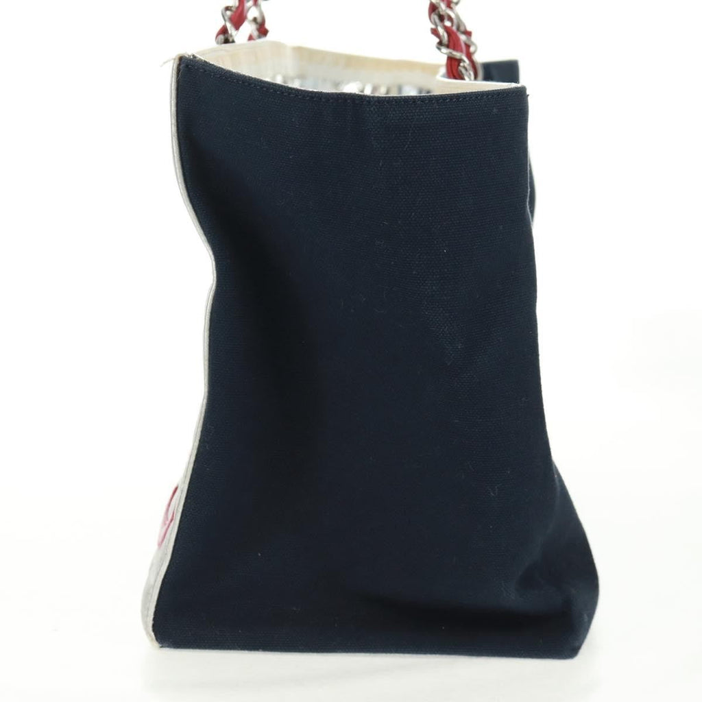 Chanel No.5 Tote Canvas And Leather Navy Canvas Tote Bag Bag (Pre-Owned)
