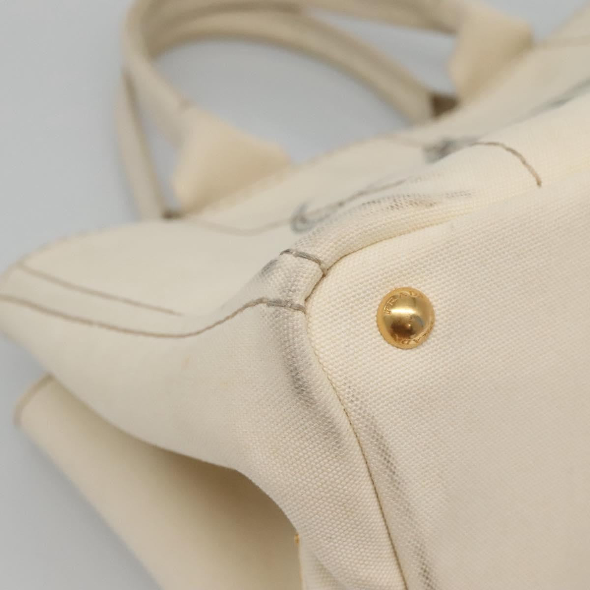 Prada Canapa Tote Canvas White Canvas Tote Bag Bag (Pre-Owned)