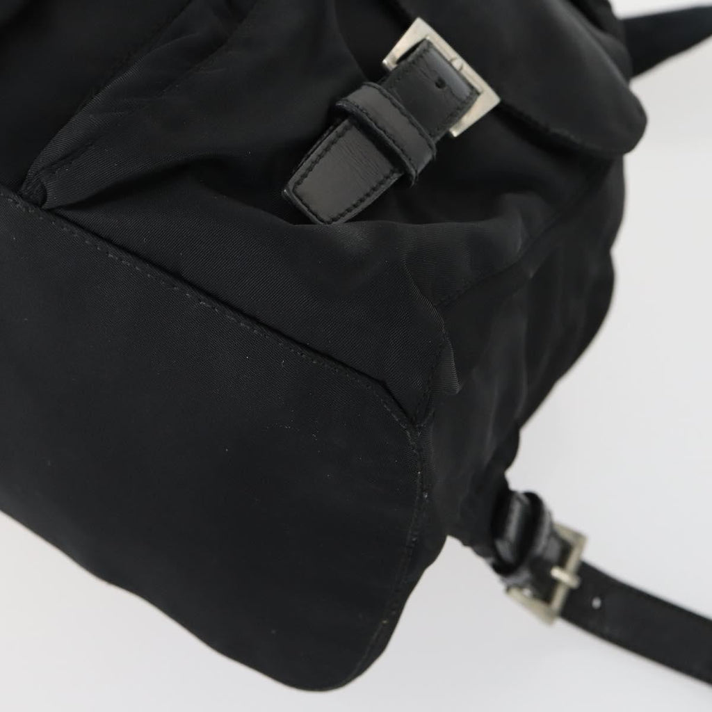 Prada Vela Double Front Pocket Backpack Tessuto With Saffiano Leather Black Nylon Backpack Bag (Pre-Owned)