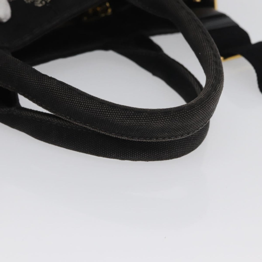 Prada Canapa Tote Canvas Black Canvas Tote Bag Bag (Pre-Owned)