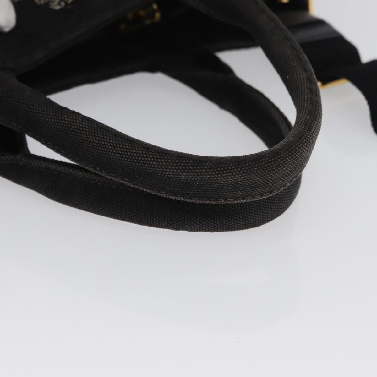 Prada Canapa Tote Canvas Black Canvas Tote Bag Bag (Pre-Owned)