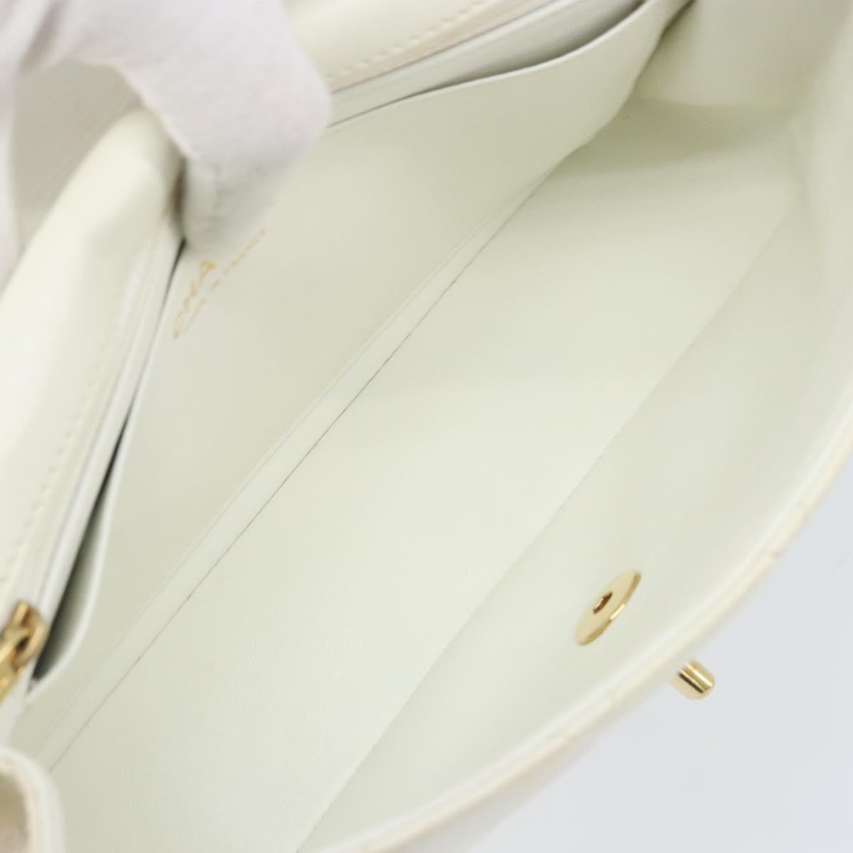 Chanel Vintage Punched Edge Classic Single Flap Bag Quilted Lambskin White Leather Shoulder Bag Bag (Pre-Owned)