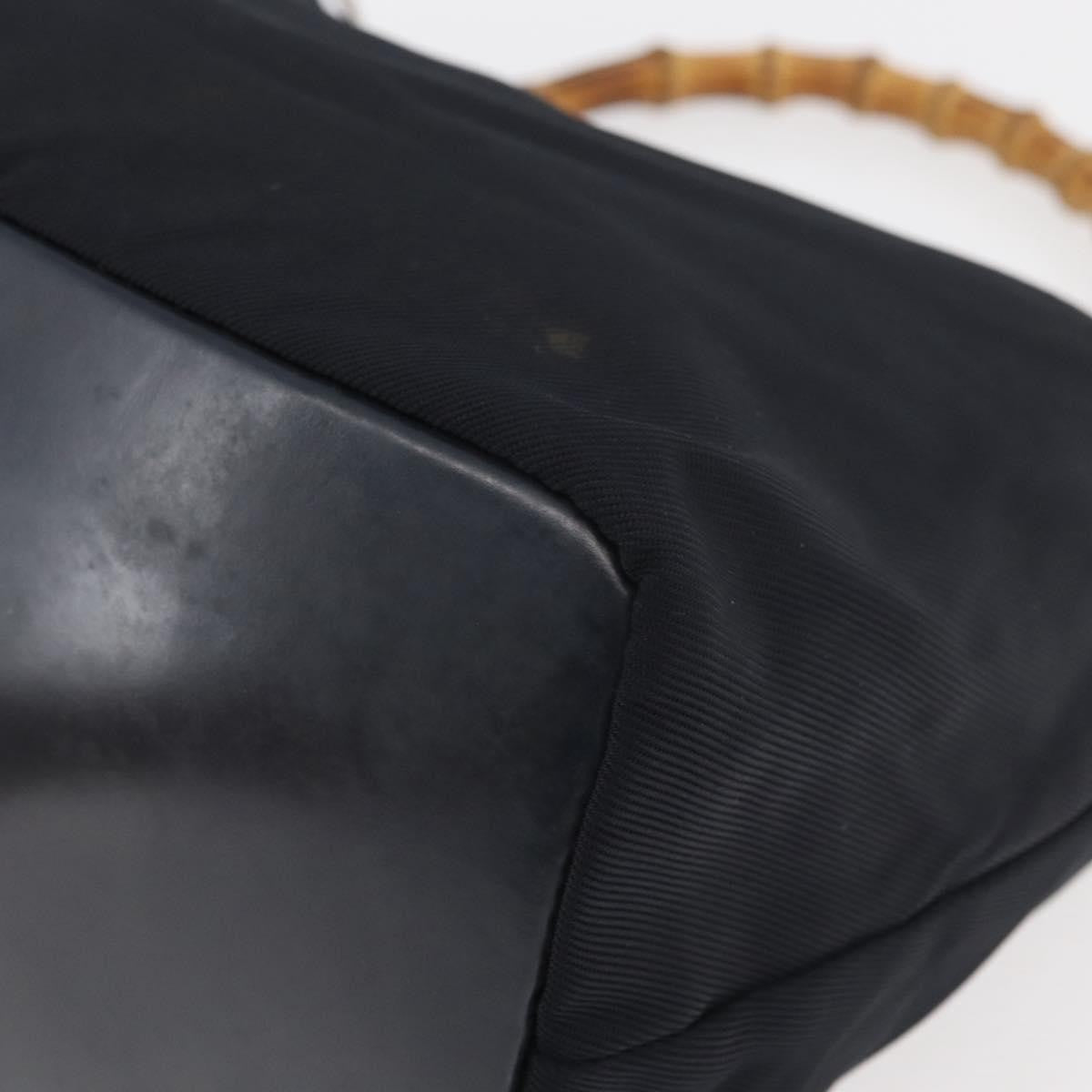 Gucci Vintage Bamboo Hobo Nylon Navy Nylon Shoulder Bag Bag (Pre-Owned)