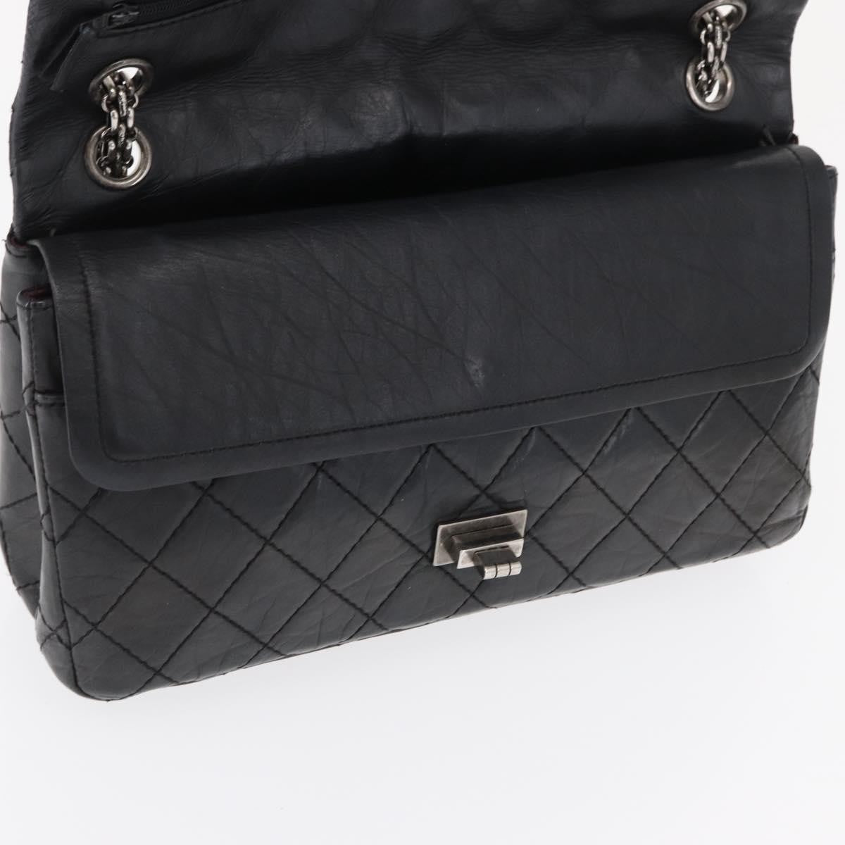 Chanel Reissue 2.55 Flap Bag Quilted Aged Calfskin Black Leather Shoulder Bag Bag (Pre-Owned)