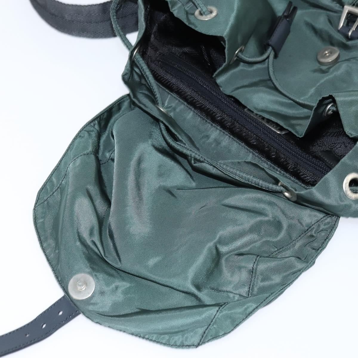 Prada Vela Double Front Pocket Backpack Tessuto With Saffiano Leather Khaki Nylon Backpack Bag (Pre-Owned)
